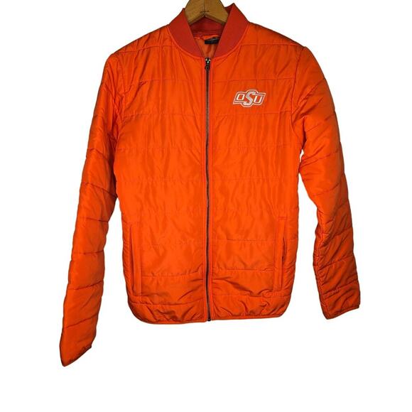 OKLAHOMA STATE UNIVERSITY OSU COLOSSEUM ORANGE PUFFER JACKET NCAA MENS SMALL - Picture 1 of 6